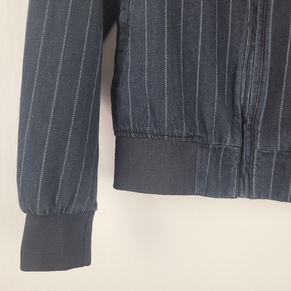 Zara Man Pinstripe Denim Bomber Jacket - Picture 2 of 7